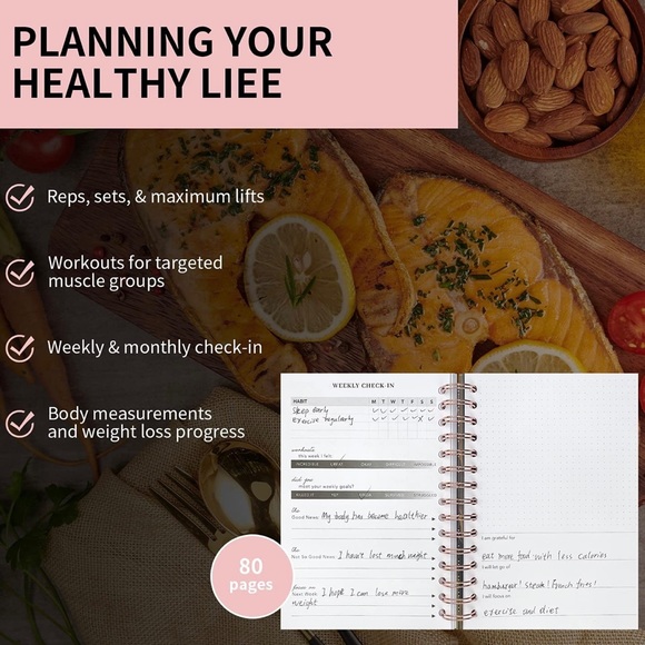🦋Fitness Journal Training Planner Exercise Food Diary Track Progress Set Goals - Picture 4 of 13